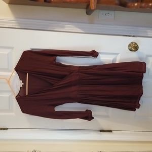 Aritzia Wilfred dress, XXS, brown, wrap style with 2 slash pockets